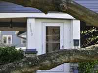 Damage occurs in the Tampa region, Florida, after Hurricane Milton hits the coast on August 9. (