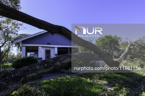 Damage occurs in the Tampa region, Florida, after Hurricane Milton hits the coast on August 9. 