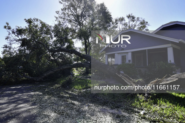 Damage occurs in the Tampa region, Florida, after Hurricane Milton hits the coast on August 9. 