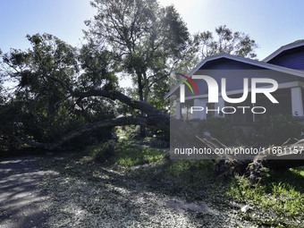 Damage occurs in the Tampa region, Florida, after Hurricane Milton hits the coast on August 9. (