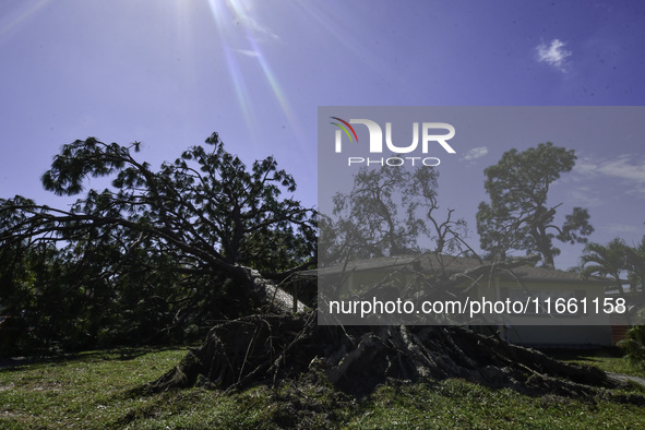 Damage occurs in the Tampa region, Florida, after Hurricane Milton hits the coast on August 9. 