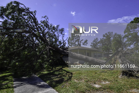 Damage occurs in the Tampa region, Florida, after Hurricane Milton hits the coast on August 9. 