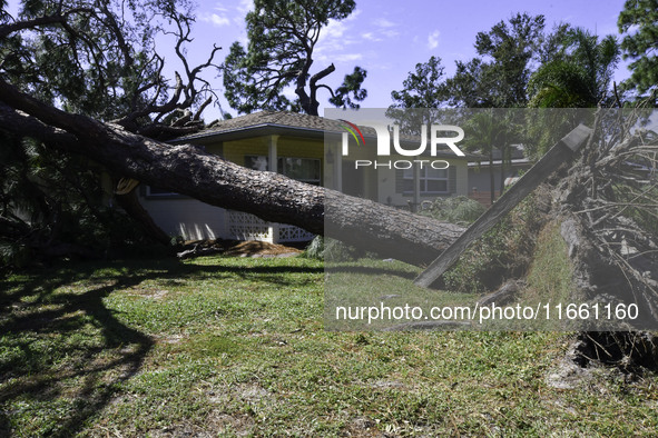 Damage occurs in the Tampa region, Florida, after Hurricane Milton hits the coast on August 9. 