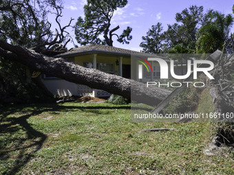 Damage occurs in the Tampa region, Florida, after Hurricane Milton hits the coast on August 9. (