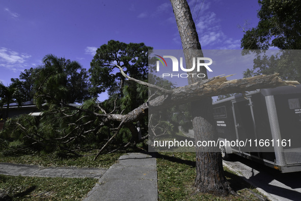 Damage occurs in the Tampa region, Florida, after Hurricane Milton hits the coast on August 9. 