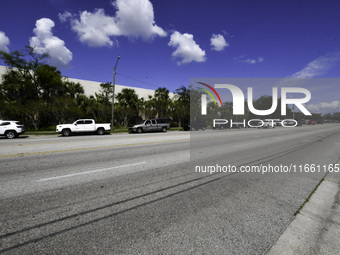 Damage occurs in the Tampa region, Florida, after Hurricane Milton hits the coast on August 9. (