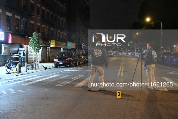 Two men are shot, with one dead, on the Lower East Side of Manhattan, New York, United States, on October 12, 2024. On Saturday evening at a...