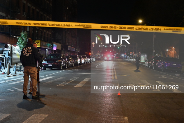 Two men are shot, with one dead, on the Lower East Side of Manhattan, New York, United States, on October 12, 2024. On Saturday evening at a...