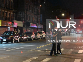 Two men are shot, with one dead, on the Lower East Side of Manhattan, New York, United States, on October 12, 2024. On Saturday evening at a...