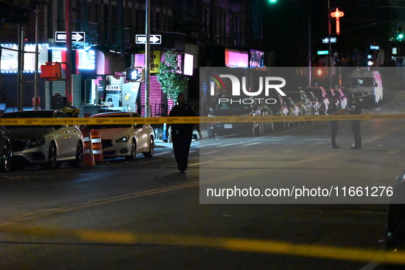 Two men are shot, with one dead, on the Lower East Side of Manhattan, New York, United States, on October 12, 2024. On Saturday evening at a...