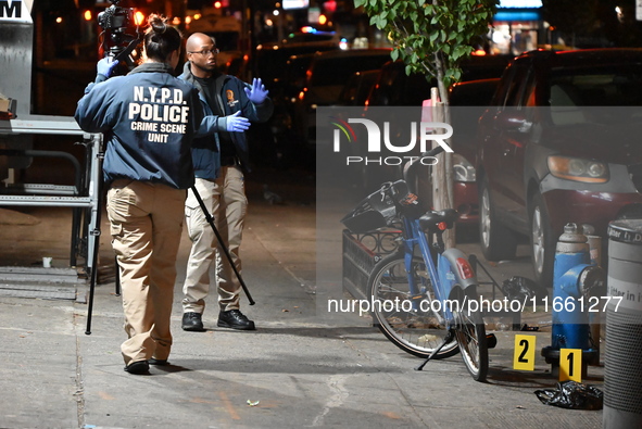 Two men are shot, with one dead, on the Lower East Side of Manhattan, New York, United States, on October 12, 2024. On Saturday evening at a...