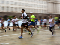 Participants in the 41st edition of the Sofia Marathon in Sofia, Bulgaria, on October 13, 2023, are in the center of the city. This year, mo...