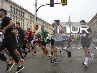 Participants in the 41st edition of the Sofia Marathon in Sofia, Bulgaria, on October 13, 2023, are in the center of the city. This year, mo...