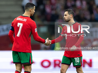 Cristiano Ronaldo and Bernardo Silva during the  UEFA Nations League 2024 League A Group A1 match between Poland and Portugal , at the PGE N...