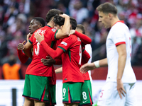 Nuno Mendes, Ruben Dias and Francisco Trincao celebrate after scoring the third goal during the  UEFA Nations League 2024 League A Group A1...