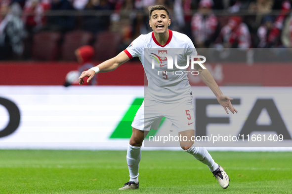 Jan Bednarek plays during the  UEFA Nations League 2024 League A Group A1 match between Poland and Portugal , at the PGE Narodowy in Warsaw,...