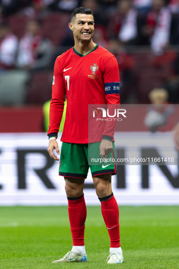 Cristiano Ronaldo plays during the  UEFA Nations League 2024 League A Group A1 match between Poland and Portugal , at the PGE Narodowy in Wa...