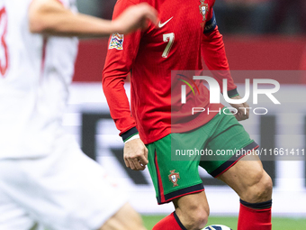 Cristiano Ronaldo plays during the  UEFA Nations League 2024 League A Group A1 match between Poland and Portugal , at the PGE Narodowy in Wa...