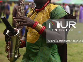 The Oyo State Cultural Troupe performs during the 2024 edition of the annual World Twins Festival in Igbo-Ora, the Land of Twins, in Oyo Sta...