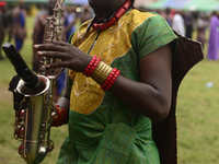 The Oyo State Cultural Troupe performs during the 2024 edition of the annual World Twins Festival in Igbo-Ora, the Land of Twins, in Oyo Sta...