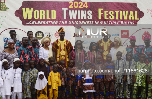 Twins pose for a photograph during the 2024 edition of the annual World Twins Festival in Igbo-Ora, Oyo State, Nigeria, on October 12, 2024....