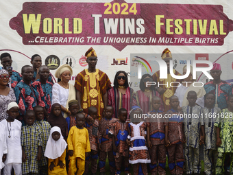 Twins pose for a photograph during the 2024 edition of the annual World Twins Festival in Igbo-Ora, Oyo State, Nigeria, on October 12, 2024....