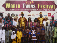 Twins pose for a photograph during the 2024 edition of the annual World Twins Festival in Igbo-Ora, Oyo State, Nigeria, on October 12, 2024....