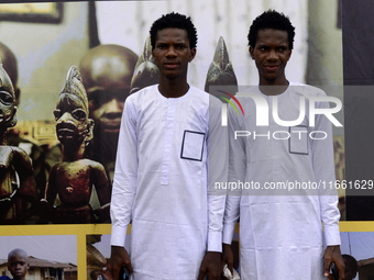 L-R; Taiwo Uthman and Kahinde Uthman, twins, participate in the 2024 edition of the annual World Twins Festival in Igbo-Ora, the Land of Twi...