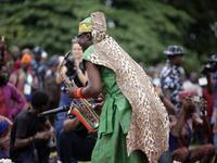 The Oyo State Cultural Troupe performs during the 2024 edition of the annual World Twins Festival in Igbo-Ora, the Land of Twins, in Oyo Sta...