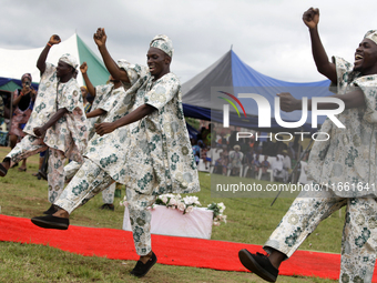 The Oyo State Cultural Troupe performs during the 2024 edition of the annual World Twins Festival in Igbo-Ora, the Land of Twins, in Oyo Sta...