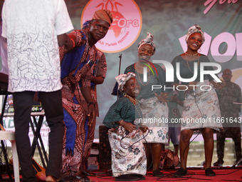 The Oyo State Cultural Troupe performs during the 2024 edition of the annual World Twins Festival in Igbo-Ora, the Land of Twins, in Oyo Sta...