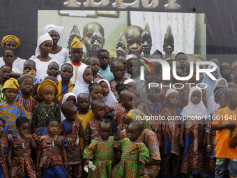 Twins pose for a photograph during the 2024 edition of the annual World Twins Festival in Igbo-Ora, Oyo State, Nigeria, on October 12, 2024....