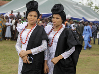 Kehinde Oladapo and Taiwo Oladapo, female twins, pose for a photograph during the 2024 edition of the annual World Twins Festival in Igbo-Or...