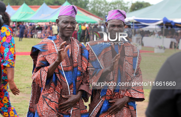 L-R: Pa Kehinde Dahunsi and Pa Taiwo Dahunsi, both 82 years old, are the oldest twins in Igbo-Ora and participate in the 2024 edition of the...