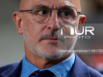 Luis de la Fuente, head coach of Spain, looks on prior to the UEFA Nations League 2024/25 League A Group A4 game between Spain and Denmark a...