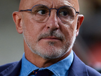 Luis de la Fuente, head coach of Spain, looks on prior to the UEFA Nations League 2024/25 League A Group A4 game between Spain and Denmark a...