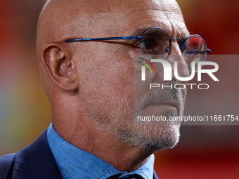 Luis de la Fuente, head coach of Spain, looks on prior to the UEFA Nations League 2024/25 League A Group A4 game between Spain and Denmark a...