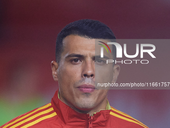 Pedro Porro of Spain looks on before the UEFA Nations League 2024/25 League A Group A4 game between Spain and Denmark at Enrique Roca stadiu...