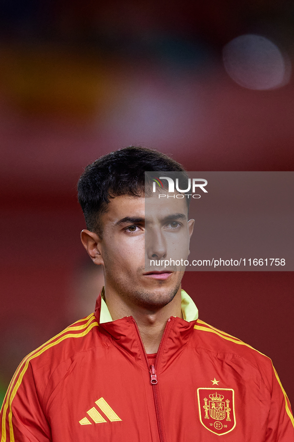 Martin Zubimendi of Spain looks on before the UEFA Nations League 2024/25 League A Group A4 game between Spain and Denmark at Enrique Roca s...