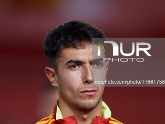 Martin Zubimendi of Spain looks on before the UEFA Nations League 2024/25 League A Group A4 game between Spain and Denmark at Enrique Roca s...