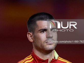 Alvaro Morata of Spain looks on before the UEFA Nations League 2024/25 League A Group A4 game between Spain and Denmark at Enrique Roca stad...