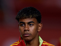 Lamine Yamal of Spain looks on before the UEFA Nations League 2024/25 League A Group A4 game between Spain and Denmark at Enrique Roca stadi...