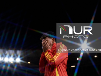 Lamine Yamal of Spain reacts before the UEFA Nations League 2024/25 League A Group A4 game between Spain and Denmark at Enrique Roca stadium...