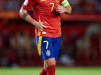 Alvaro Morata of Spain looks on during the UEFA Nations League 2024/25 League A Group A4 game between Spain and Denmark at Enrique Roca Stad...