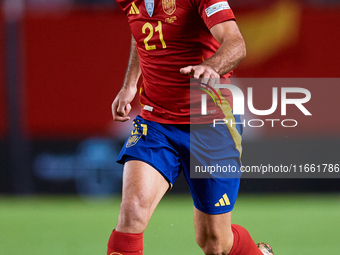 Mikel Oyarzabal of Spain is in action during the UEFA Nations League 2024/25 League A Group A4 game between Spain and Denmark at Enrique Roc...