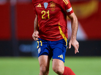 Mikel Oyarzabal of Spain is in action during the UEFA Nations League 2024/25 League A Group A4 game between Spain and Denmark at Enrique Roc...