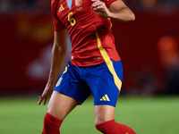 Mikel Merino of Spain is in action during the UEFA Nations League 2024/25 League A Group A4 game between Spain and Denmark at Enrique Roca S...