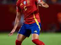 Mikel Merino of Spain is in action during the UEFA Nations League 2024/25 League A Group A4 game between Spain and Denmark at Enrique Roca S...