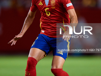 Mikel Merino of Spain is in action during the UEFA Nations League 2024/25 League A Group A4 game between Spain and Denmark at Enrique Roca S...