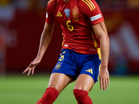 Mikel Merino of Spain is in action during the UEFA Nations League 2024/25 League A Group A4 game between Spain and Denmark at Enrique Roca S...